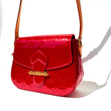 Louis Vuitton Bellflower patent leather crossbody bag Rouge Grenadine Monogram Vernis PM Pre-Loved