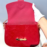Louis Vuitton Bellflower patent leather crossbody bag Rouge Grenadine Monogram Vernis PM Pre-Loved