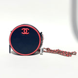Chanel color pop Round Clutch with Chain Quilted Lambskin Blue Pink