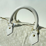 LOUIS VUITTON Beige Idylle Ivory Denim Mini Lin Canvas Monogram Speedy 30 cloth handbag Pre-Loved