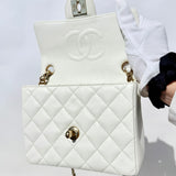 CHANEL Caviar Quilted Mini Square Flap White 2004