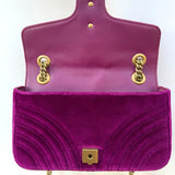 Gucci GG Marmont Flap Bag Matelasse Velvet Medium Pre-loved