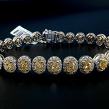 Goldenrod - 18KT White Gold Tennis Bracelet with Yellow Diamond Halo – 7.95CT Yellow Diamonds & 2.35CT Halo