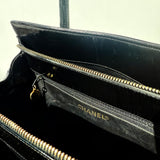 Chanel Quilted Chevron 2way Tote Black Patent Leather Shoulder Bag Timeless classique top handle Pre-Loved