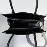 Chanel Quilted Chevron 2way Tote Black Patent Leather Shoulder Bag Timeless classique top handle Pre-Loved