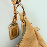 Prada Vitello Daino Zip Top Hobo Neutral Beige Pre-Loved