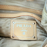 Prada Vitello Daino Zip Top Hobo Neutral Beige Pre-Loved