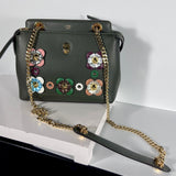 Fendi Flowerland DotCom Vitello Baltico Nappa Flowerland Studded Bag Authentic