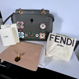 Fendi Flowerland DotCom Vitello Baltico Nappa Flowerland Studded Bag Authentic