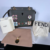 Fendi Flowerland DotCom Vitello Baltico Nappa Flowerland Studded Bag Authentic