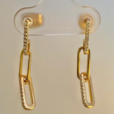 14KT Yellow Gold Paperclip Drop Earrings with 0.9CT Diamonds – Modern Elegance in Motion