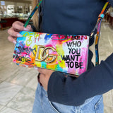 Pre-Owned Dolce & Gabanna Multicolor Graffiti Handbag Clutch Gold Hardware
