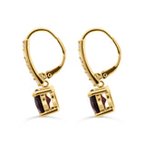 14KT Yellow Gold Garnet and Diamond Earrings – 4CT Garnet & 24CT Diamonds, 25mm Elegant Drop Design