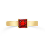 Weigela - 14KT Yellow Gold Princess Garnet Ring