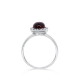 14KT White Gold Garnet Halo Ring – 2.42CT Garnet with 0.18CT Diamond Accents