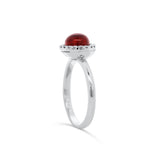 14KT White Gold Garnet Halo Ring – 2.42CT Garnet with 0.18CT Diamond Accents