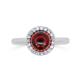 14KT White Gold Garnet Halo Ring – 2.42CT Garnet with 0.18CT Diamond Accents