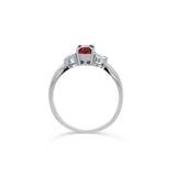 Spirea - 14KT White Gold 3 Stone Oval Rhodalite Garnet and Diamond Ring