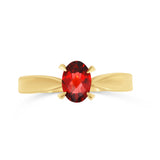 14KT Yellow Gold Garnet Solitaire Ring – Timeless Elegance, Size 6.5