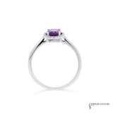 Cooperi - 14KT White Gold Oval Amethyst &amp; Diamond Halo Ring