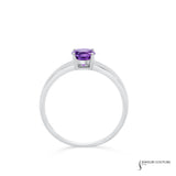 Purpurea - 14KT White Gold Round Amethyst Solitaire Ring