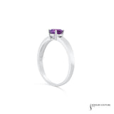 Purpurea - 14KT White Gold Round Amethyst Solitaire Ring