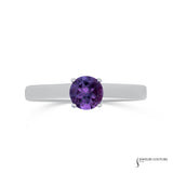 Purpurea - 14KT White Gold Round Amethyst Solitaire Ring