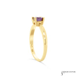 Heather - 14KT Yellow Gold Round Amethyst Solitaire Ring