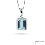 Ipomoea - 14KT White Gold Emerald-Cut Aquamarine Pendant