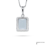 Ipomoea - 14KT White Gold Emerald-Cut Aquamarine Pendant