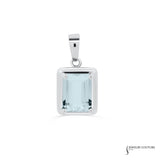 Ipomoea - 14KT White Gold Emerald-Cut Aquamarine Pendant