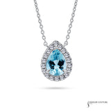 Agapanthus - 14KT White Gold Pear-Cut Aquamarine and Diamond Necklace