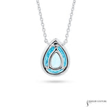 Agapanthus - 14KT White Gold Pear-Cut Aquamarine and Diamond Necklace