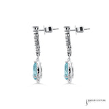 14KT White Gold Pear-Cut Aquamarine and Diamond Dangle Earrings