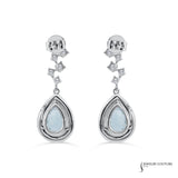 14KT White Gold Pear-Cut Aquamarine and Diamond Dangle Earrings