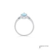 18KT White Gold Pear Aquamarine and Diamond Ring