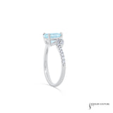 18KT White Gold Pear Aquamarine and Diamond Ring