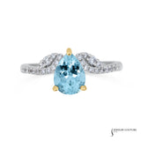 18KT White Gold Pear Aquamarine and Diamond Ring