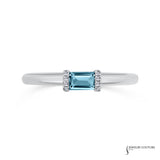 Cypress - 18KT White Gold East-to-West Aquamarine and Diamond Ring