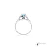 Cyanus - 14KT White Gold Round Aquamarine Solitaire Ring