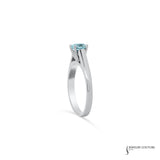 Cyanus - 14KT White Gold Round Aquamarine Solitaire Ring