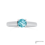 Cyanus - 14KT White Gold Round Aquamarine Solitaire Ring