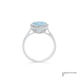 Amsonia - 14KT White Gold Oval Aquamarine and Diamond Halo Ring