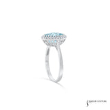 Amsonia - 14KT White Gold Oval Aquamarine and Diamond Halo Ring