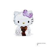 Swarovski Purple Bow Brown Bear Hello Kitty Figurine