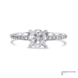 Clover - 14KT White Gold Round Semi-Mount Engagement Ring