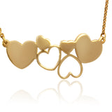 14KT Yellow Gold Heart Necklace - Intertwined Hearts