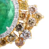 Gold Emerald Pendant with 2.56 CT Oval Emerald & 2.10 CTW Diamond Halo 14KT Yellow Gold