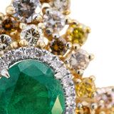 Gold Emerald Pendant with 2.56 CT Oval Emerald & 2.10 CTW Diamond Halo 14KT Yellow Gold
