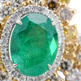 Gold Emerald Pendant with 2.56 CT Oval Emerald & 2.10 CTW Diamond Halo 14KT Yellow Gold